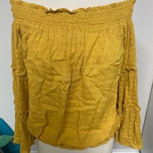 Mustard yellow off the shoulder blouse